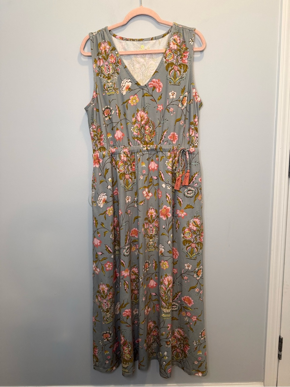 Spartina 449 Jane Jardinere Blue Pink Floral Lenea Maxi Dress XL - Picture 4 of 10